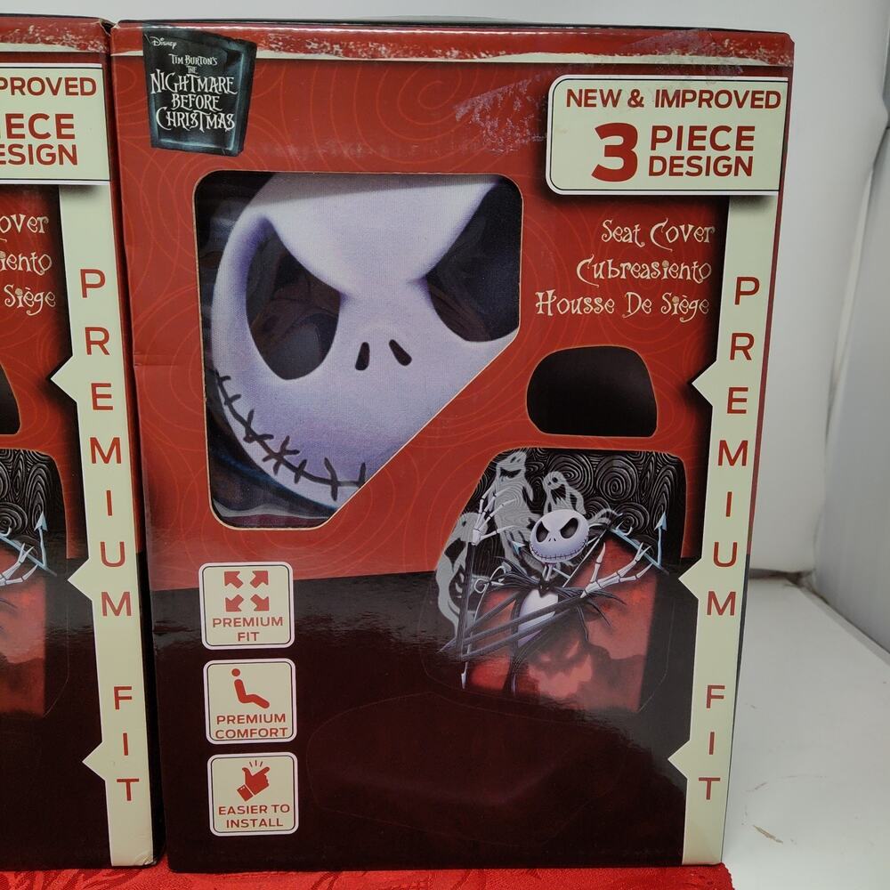 2X Nightmare Before Christmas Car Truck 2 Front Seat Covers with Headrest Covers - Picture 2 of 10